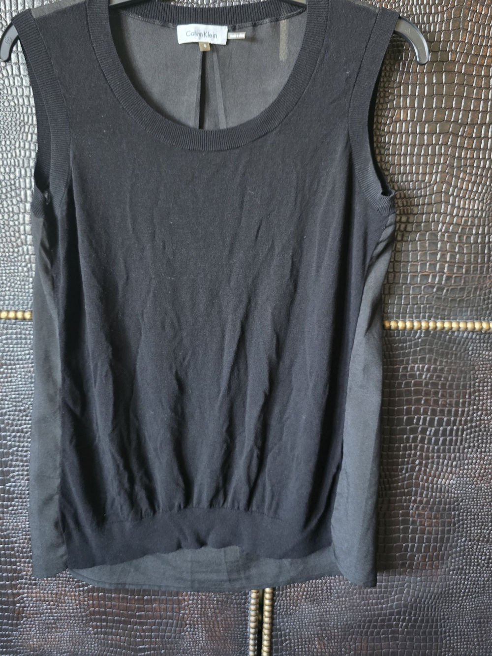 Calvin Klein Black Sleeveless Layered Knit Tank